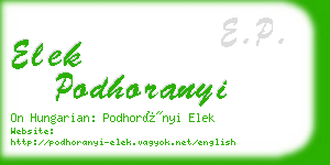 elek podhoranyi business card